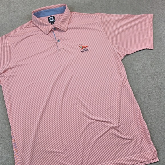 FootJoy Golf Polo Shirt 2XL Mens Pink Striped LACC 123rd U.S. Open Athleisure — photo 2